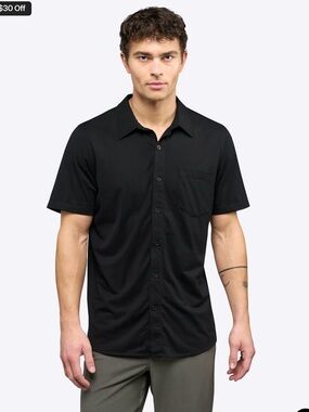 Men’s Cuts AO Black Short-Sleeve Button-Up Shirt